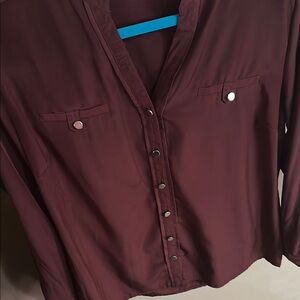 Elegant Burgundy Button-Up Blouse